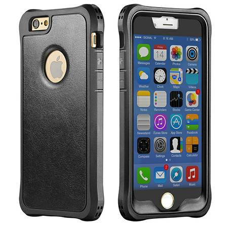 (iPhone 6S6 Case)New Trent LV6 Rugged TPU shellPU Black Leather Case