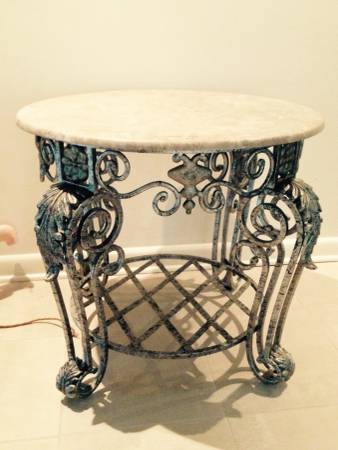 Iron marble top side tables