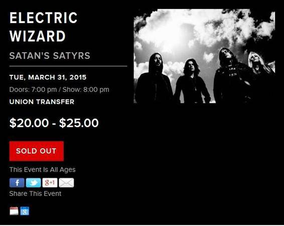 ISO single ticket for Electric Wizard ...TONIGHT
