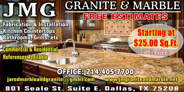 JMG granite ampamp marble 25.00 sf. (FREE ESTIMATE)