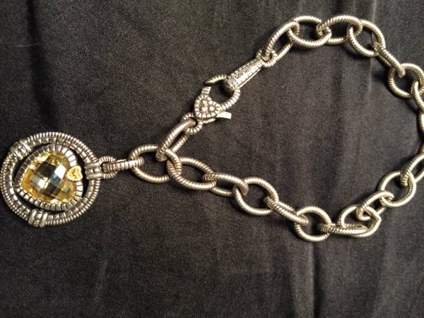 Judith Ripka Heart Charm Bracelet Diamond Canary 18k Yellow Gold