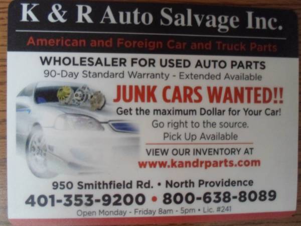 KR AUTO SALVAGE INC.  MAKE THE CALL TODAY (North Providence)