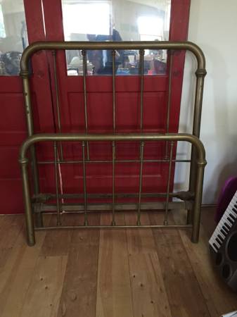 Land of Nod Style Antique Twin Brass Bed