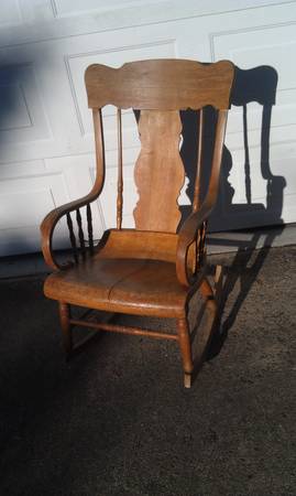 Large 1800s Oak Rocking Chair, Very Heavy, Great Original Shape