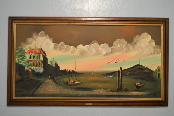Large Antique oriental  Oil Painting Singed and professionally framed