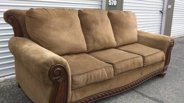 Large beautiful sofa Rich Wood Trim Excellent condition