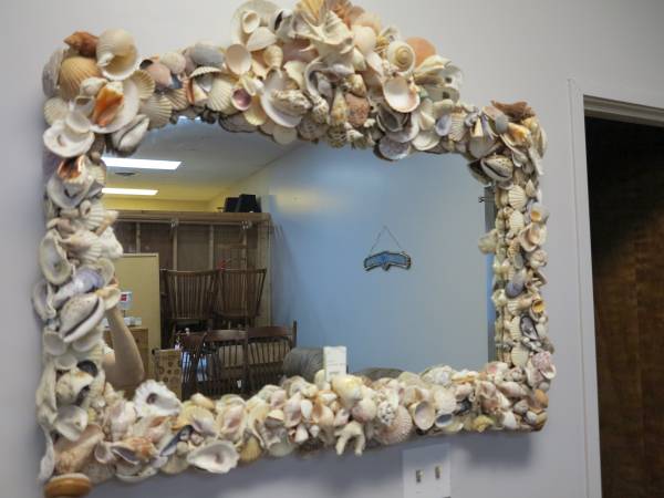 Large hand made sea shell mirror