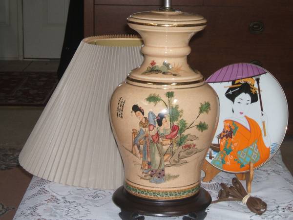 Large Lamp from China with Plate (St. Charles, MO)