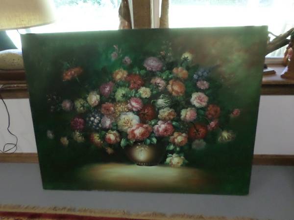 Large Original Oil Painting 4ft x 3 ft B.Poulson Flowers