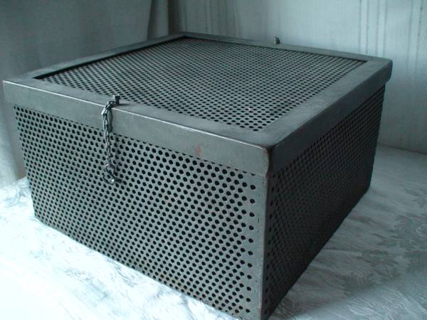 Large Perforated Steel Autoclave Box Industrial Chic