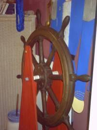 LARGE SHIPS WHEEL  ON STAND