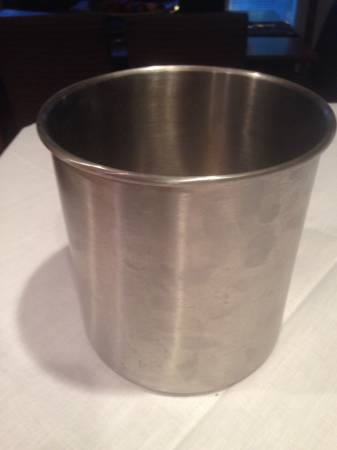 Large stainless steel utensil pot