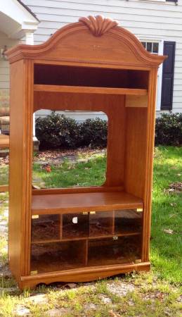 Large Wooden TV Armoire Hutch