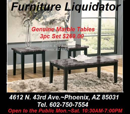 LIQUIDATION SPECIAL GENUINE MARBLE TOP COFFEE TABLE amp 2 END TABLE