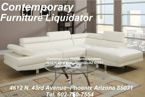 LIQUIDATION SPECIAL MODERN WHITE LEATHER SECTIONAL 799