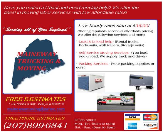 Load amp Unload Services(Rental trucks,Pods units,ABF trailers) (Portland,Falmouth,Cumberland,Gray,Auburn)