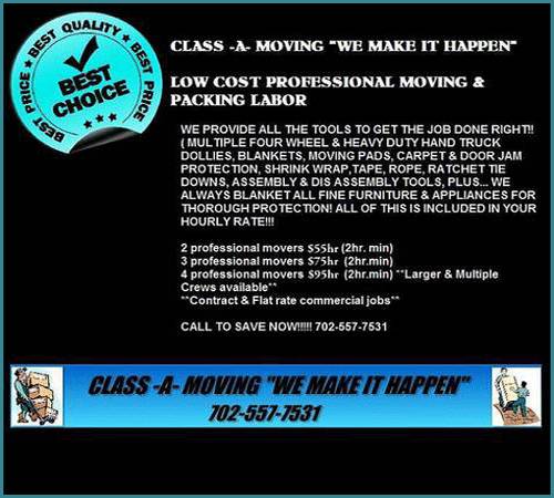 Looking for Professional movers Look no further Class a is here (las vegas)