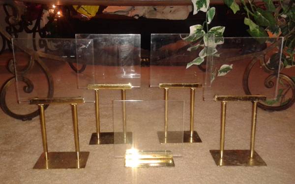 Lot Brass Table Top Signs on Stands