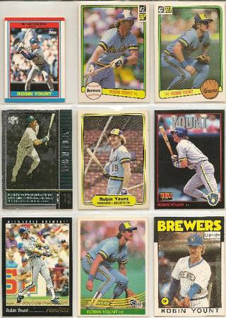 LOT1) 25 MIXED BRANDS AND YEARS, ROBIN YOUNT  , CARDS.NO DOUBLES