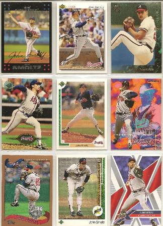 LOT3) 25 MIXED BRANDS AND YEARS, JOHN SMOLTZ  , CARDS.NO DOUBLES