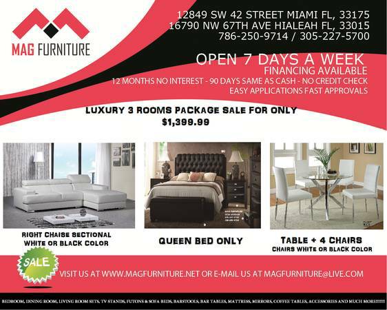 LUXURY 3 ROOMS PACKAGE, FINANCING AVAILABLE, 12 MONTHS NO INTEREST (MIAMI LAKESKENDALL SHOWROOM)