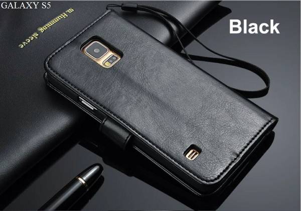 Luxury Leather Flip Stand Wallet Cases For Galaxy S5