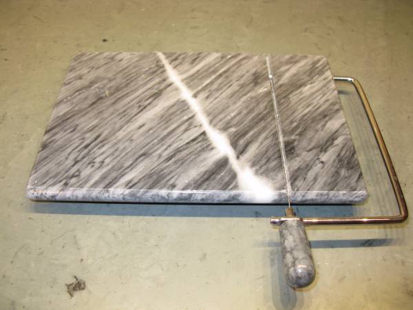 Marble cheese plate and wire slicer