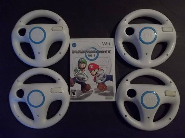 MARIOKART WII GAME WITH 4 RACING WHEELS