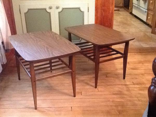 MCM MID CENTURY MODERN TEAK LANE TWO TIER END TABLES