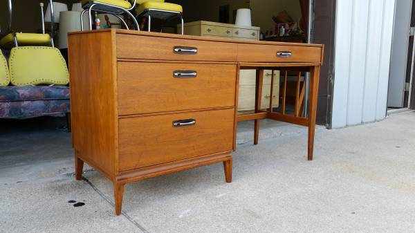 MCM Teak Wood Desk wLeather Insets