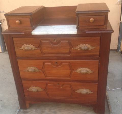 MID CENTURY ART DECO MABLE TOP CHESTER DRAWER (3)