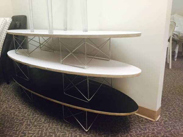 Modern eames style Surfboard elliptical Coffee Table White amp black