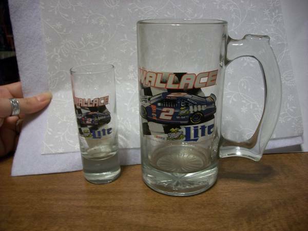 Nascar Miller Lite Rusty Wallace Mug, Shot Glass, amp 2 T