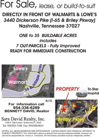 Nashville Shopping Center Site One to 35 acres (7 out