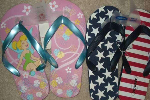 NEW Flip Flops Disney Tinkerbell amp Old Navy 4th of July Size 7 Adult