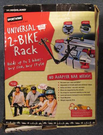 NEW IN BOX SPORTWING UNIVERSAL 2 BIKE RACK FOR A VEHICLE