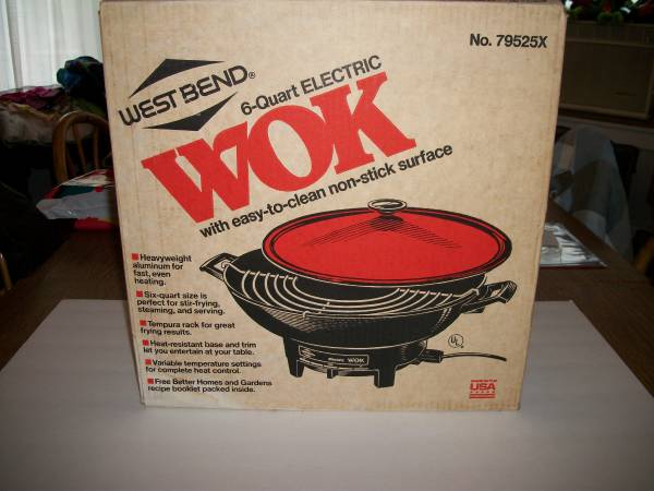 NEW MADE IN USA WEST BEND ELECTRIC 6 QT WOK 79525X amp INSTRUCTIONS