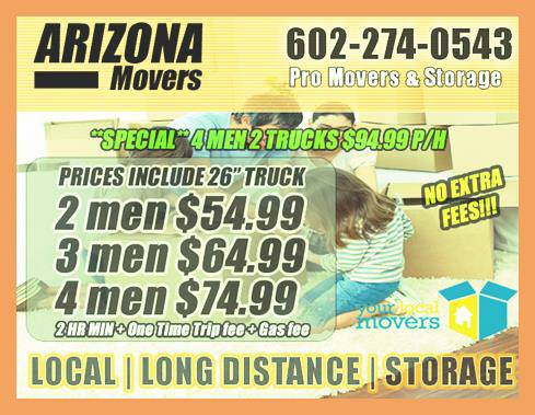 New Moving skilled Movers, Ins 45.00 2 movers and truck (centralsouth phx)