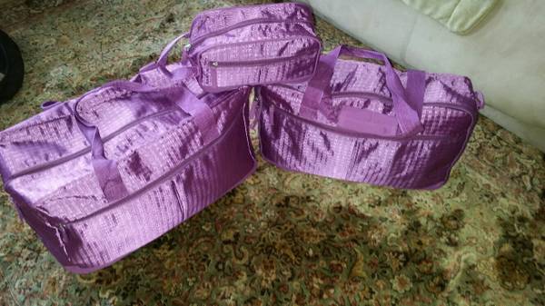 NEW Purple 3 Piece Travel Bag LuggageWeekender Suit Case Set