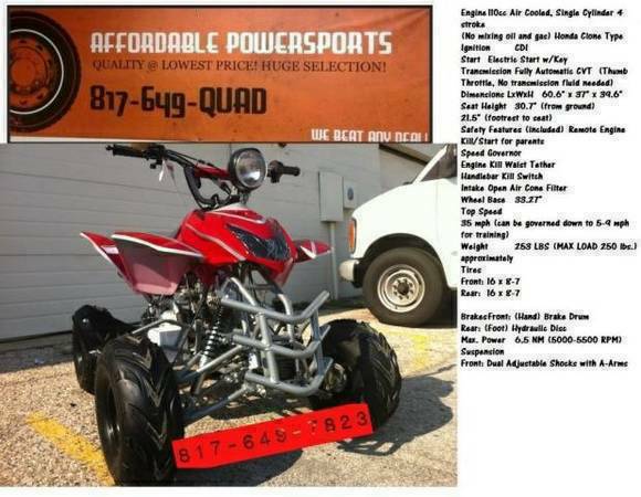 New quad for sale 110cc racing style