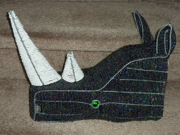 NEW South Africa Beaded Handcrafted Rhinoceros Animal Head