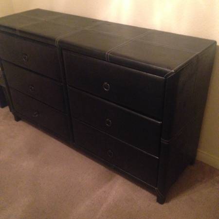 Nice Dresser Black leather 6 drawers