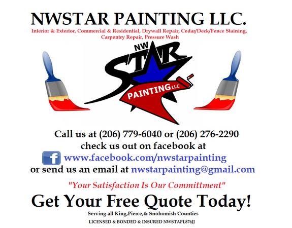 NWSTAR PAINTING LLC. PAINTING INTERIOR EXTERIOR SERVICES (KING,SNOHOMISH, amp PIERCE COUNTY)