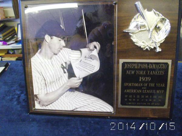 NY Yankees Joe DiMaggio 1939 Sportsman amp AL MVP