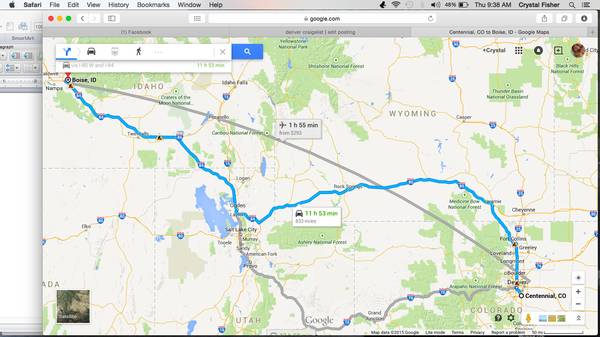 Offered Ride to Boise or along the way (Wyoming