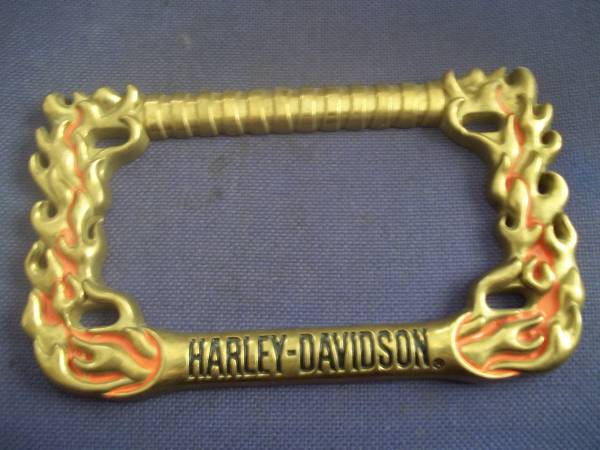 Old Flame Harley License Plate Holder Brass 1993