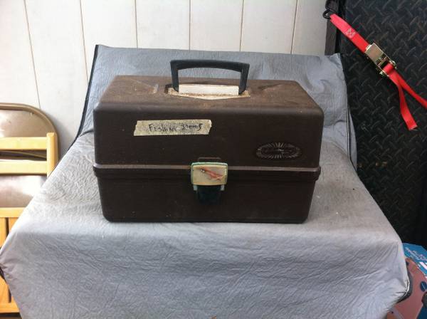 old tackle box with old fishing supplies