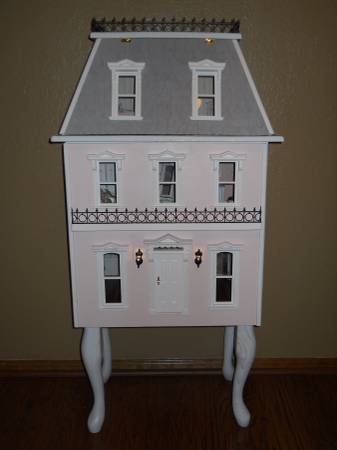 One of a Kind Furnished Wooden Dollhouse  All Custom