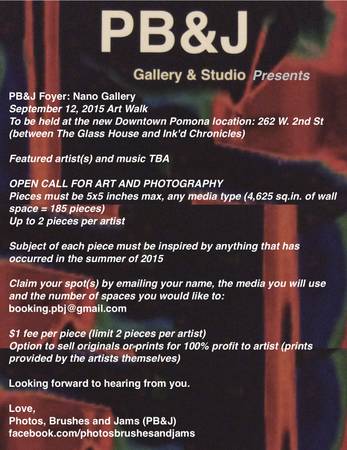 OPEN CALL FOR ART AND PHOTOGRAPHY (Pomona)