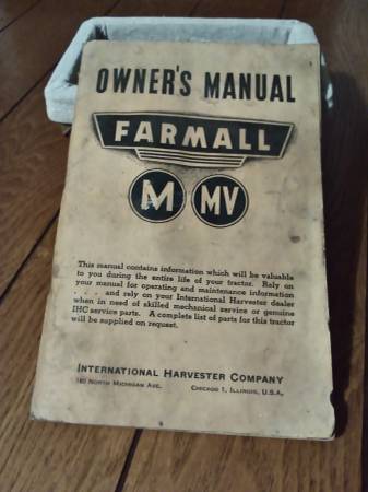 Original Farmall M or MV owners manual